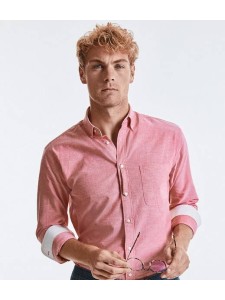 Russell Collection Tailored Long Sleeve Washed Oxford Shirt