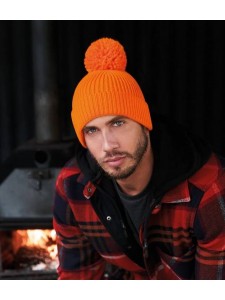 Beechfield Engineered Knit Ribbed Pom Pom Beanie