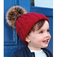 Beechfield Infant Faux Fur Pom Pom Chunky Beanie