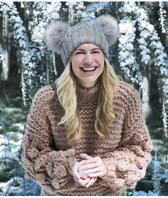 Beechfield Faux Fur Double Pop Pom Beanie