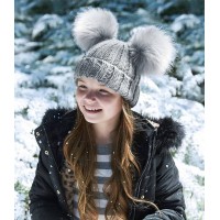 Beechfield Junior Faux Fur Double Pom Pom Beanie