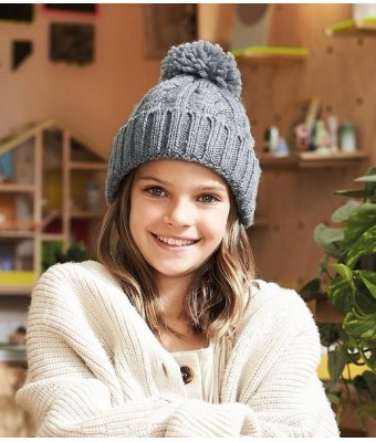 Beechfield Junior Cable Knit Melange Beanie