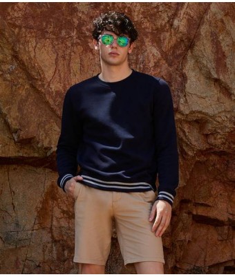 Front Row Unisex Striped Cuff Sweatshirt