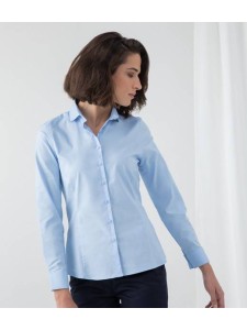 Henbury Ladies Long Sleeve Stretch Poplin Shirt