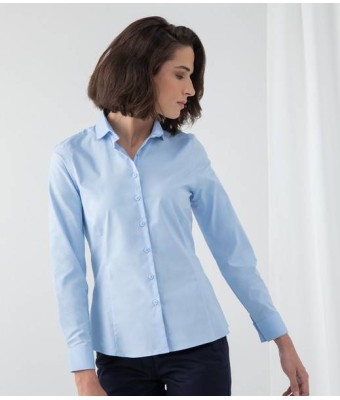 Henbury Ladies Long Sleeve Stretch Poplin Shirt