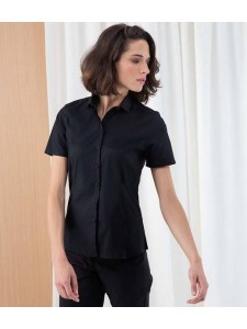 Henbury Ladies Short Sleeve Stretch Poplin Shirt