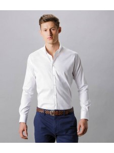 Kustom Kit Slim Fit Stretch Long Sleeve Oxford Shirt