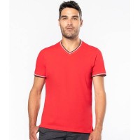 Kariban Tipped Piqué V Neck T-Shirt
