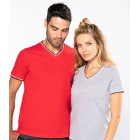 Kariban Ladies Tipped Piqué V Neck T-Shirt