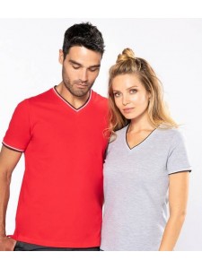 Kariban Ladies Tipped Piqué V Neck T-Shirt