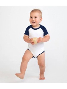 Larkwood Essential Short Sleeve Baby Baseball Bodysuit