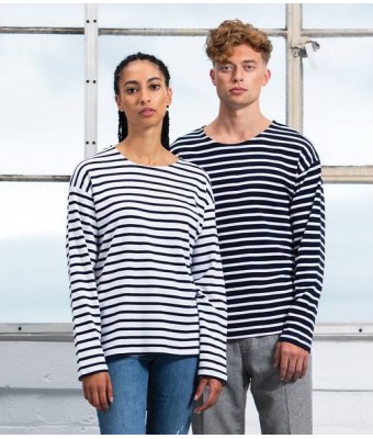 One By Mantis Unisex Long Sleeve Breton Stripe T-Shirt
