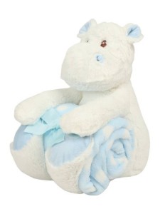 Mumbles Hippo with Printed Fleece Blanket