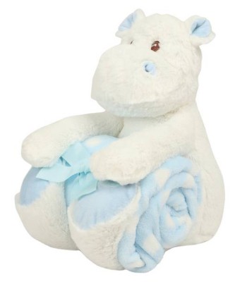 Mumbles Hippo with Printed Fleece Blanket